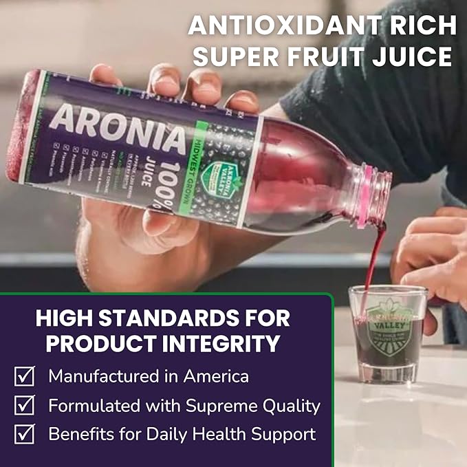 100% Aronia Berry Juice | 16 Fl Oz (Pack of 12) One Month Supply | Gluten Free Superfood Juice Drink