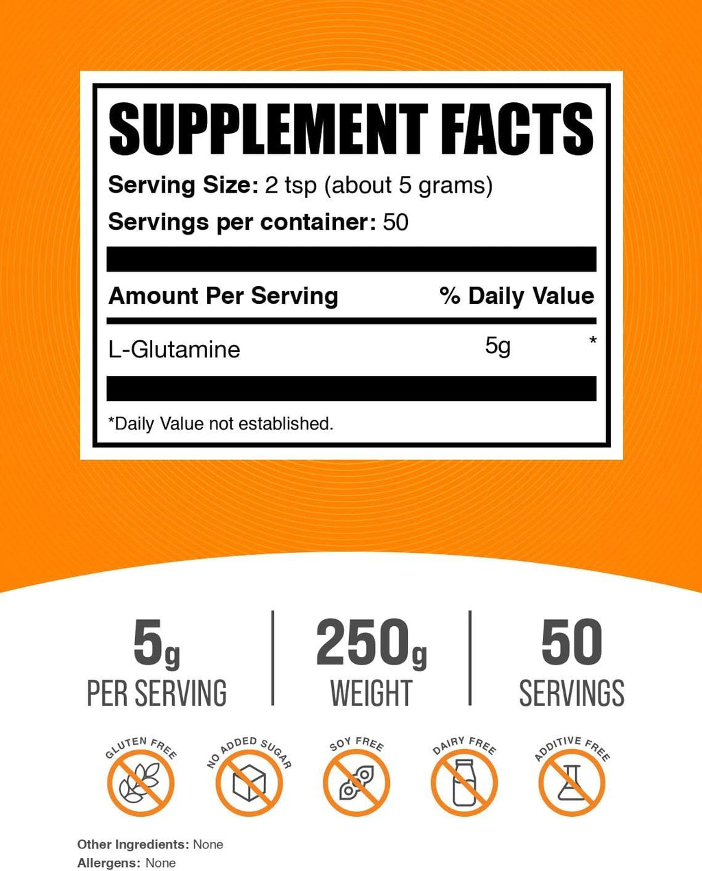 BulkSupplements.com L-Glutamine Powder - Glutamine Supplement, for Recovery & Gut Health - Unflavored & Gluten Free, 5g (5000mg) per Serving, 250g (8.8 oz) (Pack of 1)