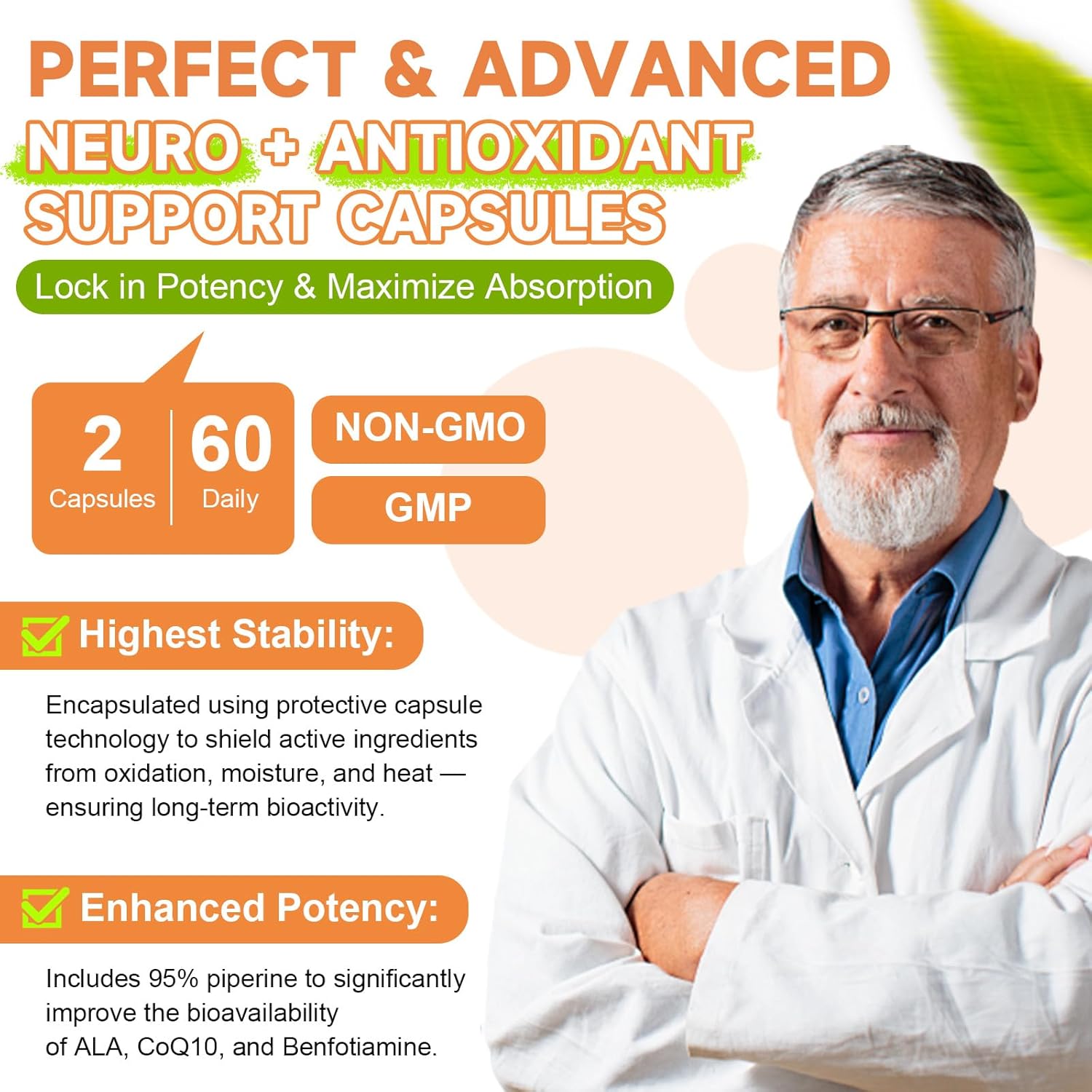 Alpha Lipoic Acid 600mg with Benfotiamine 300mg - ALA Supplement for Neuropathy Support Nerve Health & Antioxidant, Cell Energy, Metabolism and Anti-Aging, Non-GMO, Gluten Free, Vegan 120 Counts