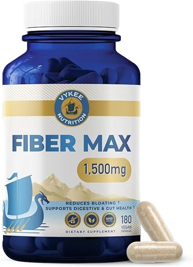 Vykee Nutrition Advanced Fiber Complex – Psyllium Husk, Aloe Vera, Chia & Flax Seed | Vegan, Non-GMO | Supports Digestive Health, Regularity & Gut Wellness | 180 Capsules