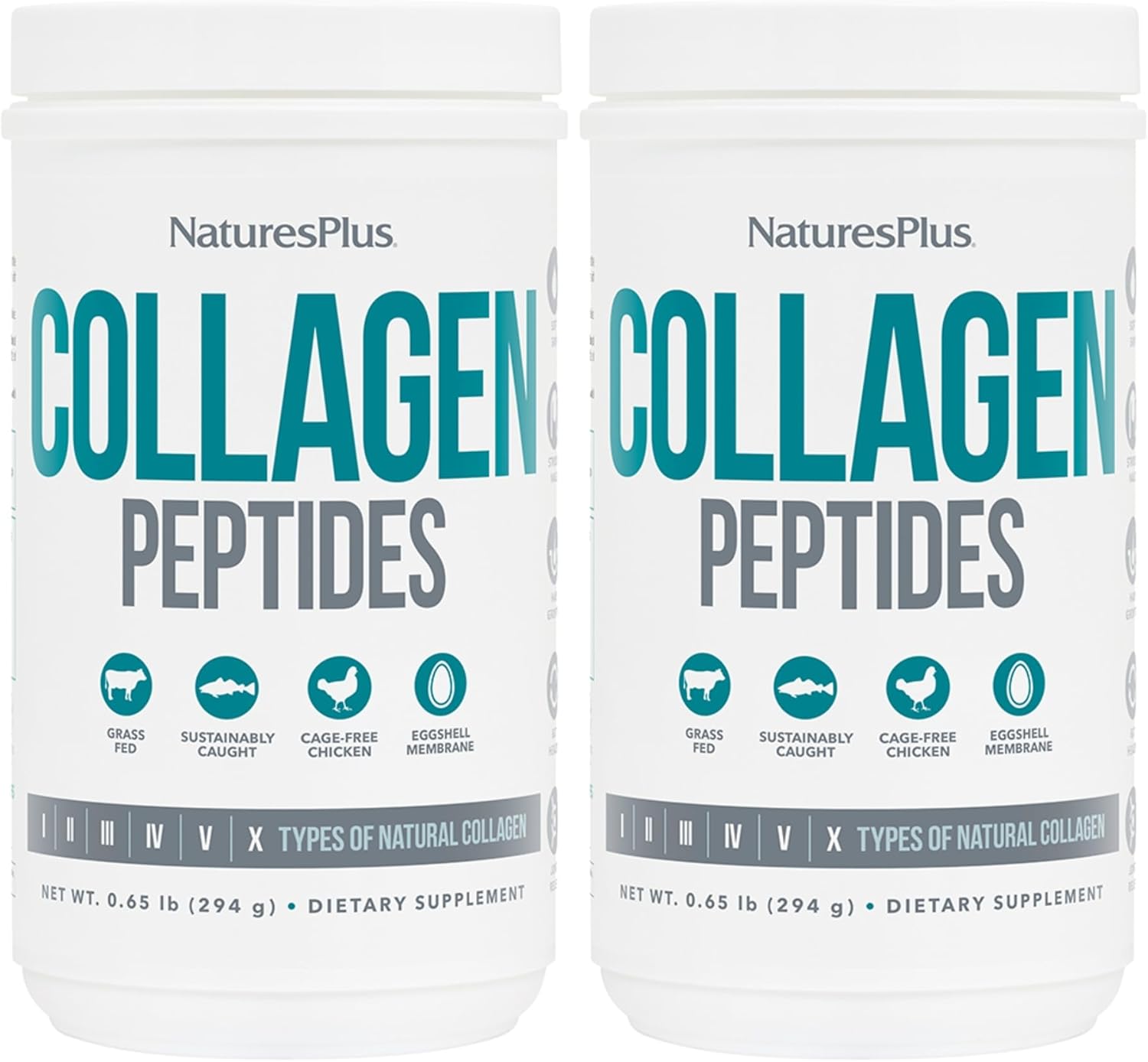 Natures Plus Collagen Peptides - 0.65 lbs Powder, Pack of 2 - Hair, Skin, Nail & Joint Health, Immune System Support - Non-GMO, Gluten Free - Up to 56 Total Servings