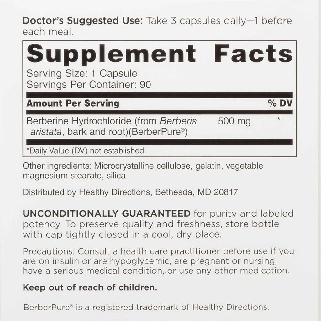 DOCTORS' PREFERRED Berberine Clinical Grade Supplement - Doctor Formulated | 1500 mg per Daily Serving | 180 Count