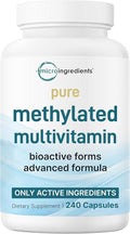 Micro Ingredients Pure Methylated Multivitamin, 240 Capsules | 19-in-1 Formula with Vitamins C, D, B12, Folate, Magnesium, Zinc & More | Filler Free, Non-GMO
