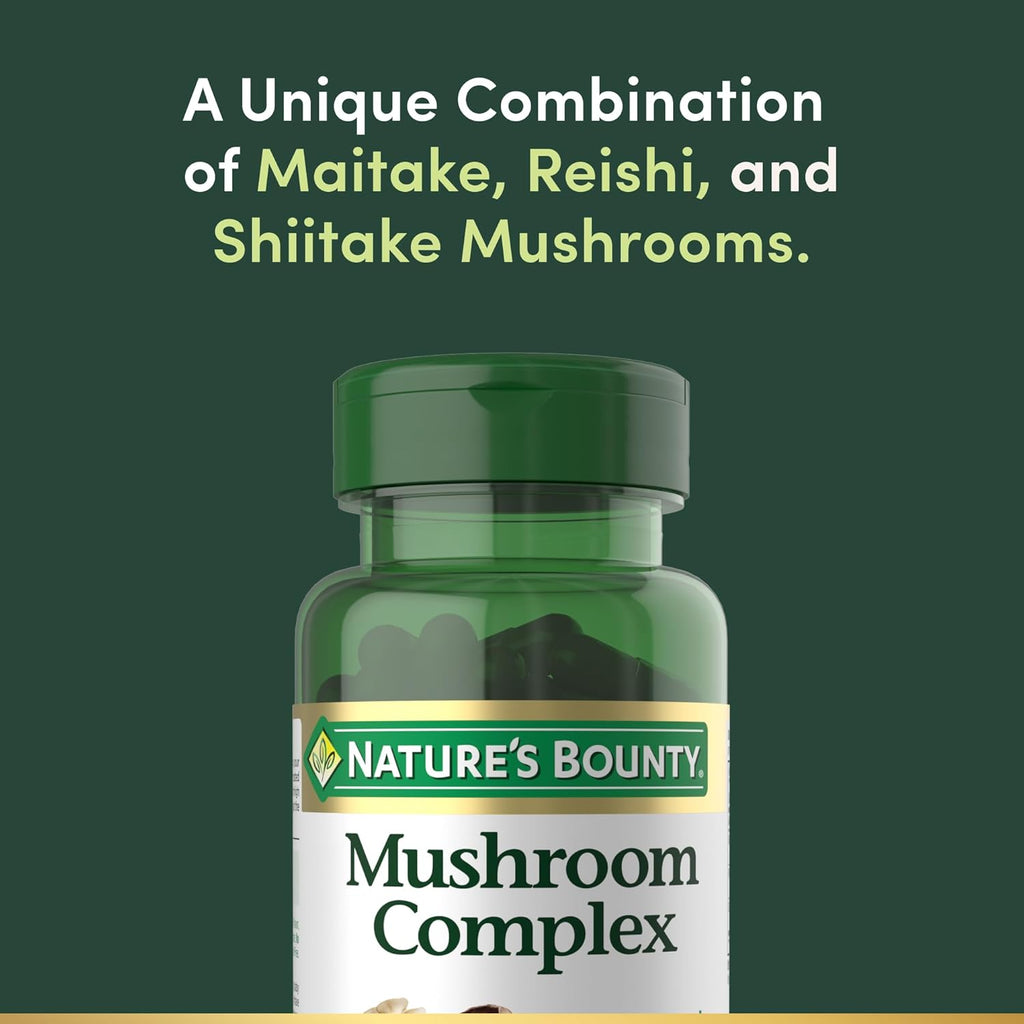 Nature's Bounty Mushroom Complex for Immune Support, Featuring Shiitake, Maitake and Reishi Mushroom – Health Supplements, 60 Capsules