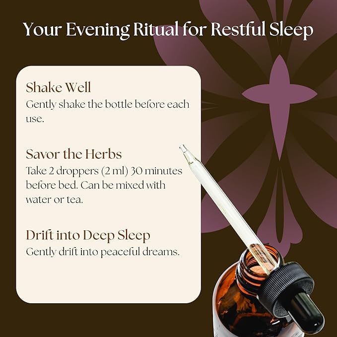 Deep Sleep – Organic Sleep Support Drops for Restful Nights & Relaxation – Non-Melatonin Herbal Blend with Valerian, Ashwagandha, Tulsi & Chamomile – 2 fl oz