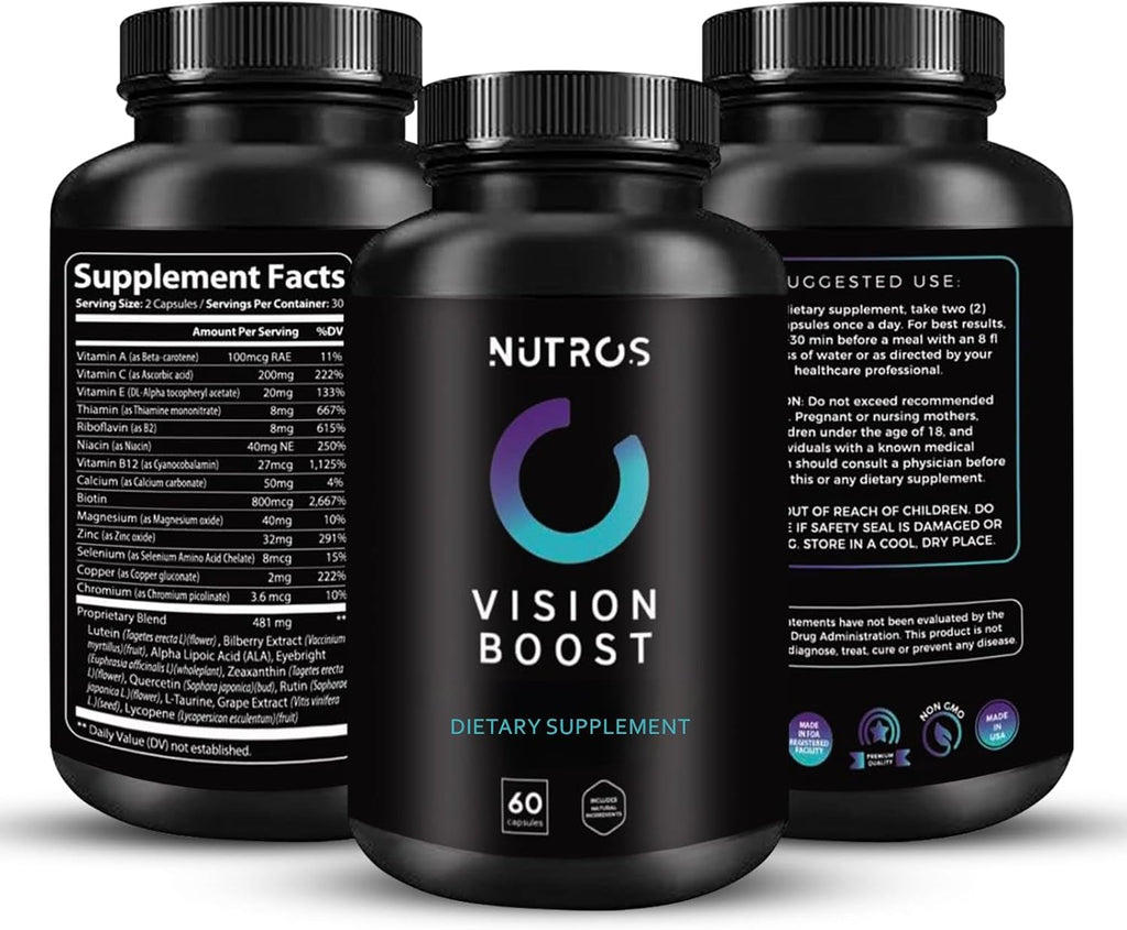 Vision Boost | Vitamin Eye Supplement with Lutein & Zeaxanthin | Advanced Formula for Eye Wellness - 60 Vegan Capsules
