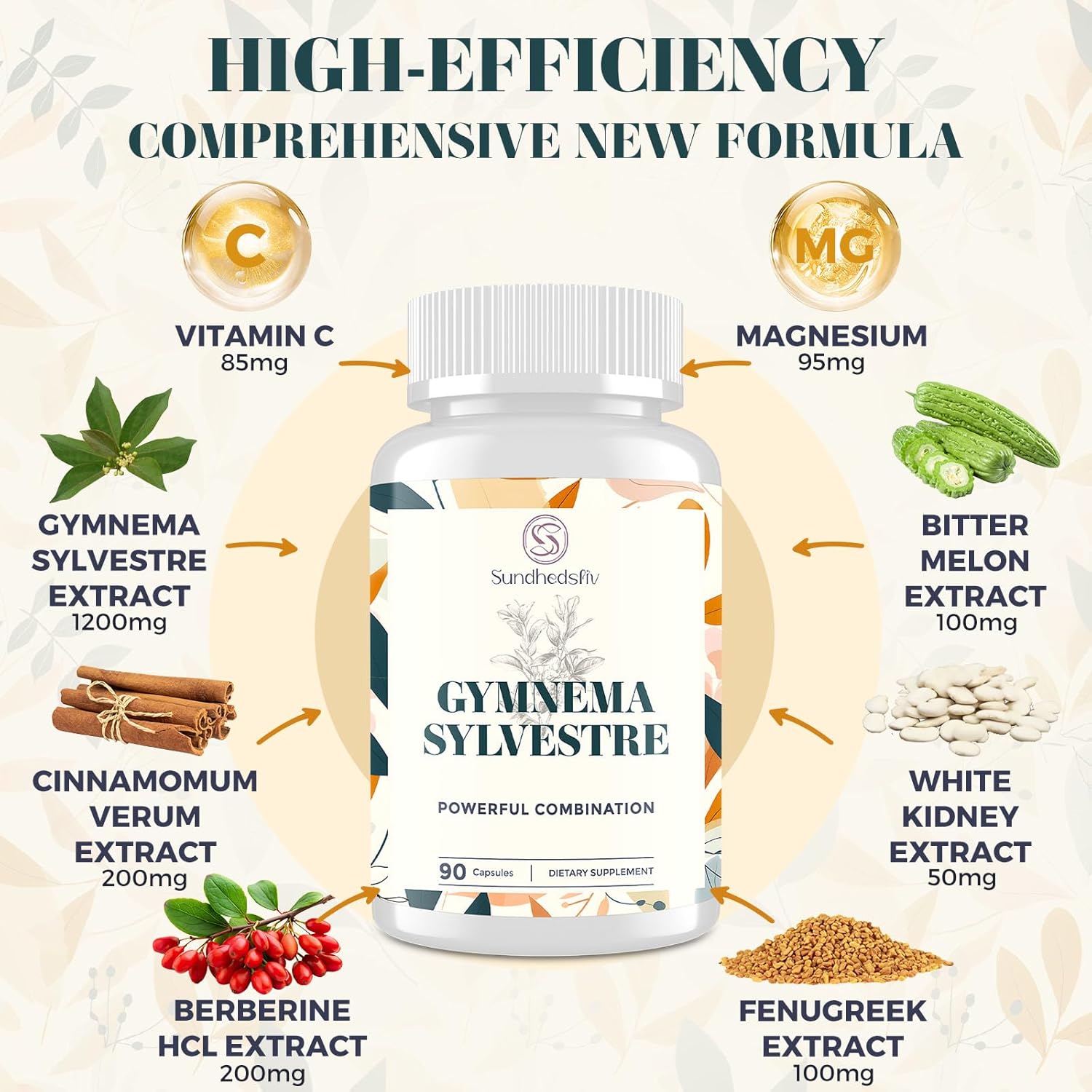 16 in 1 Blxxd Sugr Effective Gymnema Sylvestre Supplement 2100MG | with Berberine, Cinnamon, Bitter Melon | Vitamins, Magnesium & Chromium | 90 Vegan Capsules Capsules