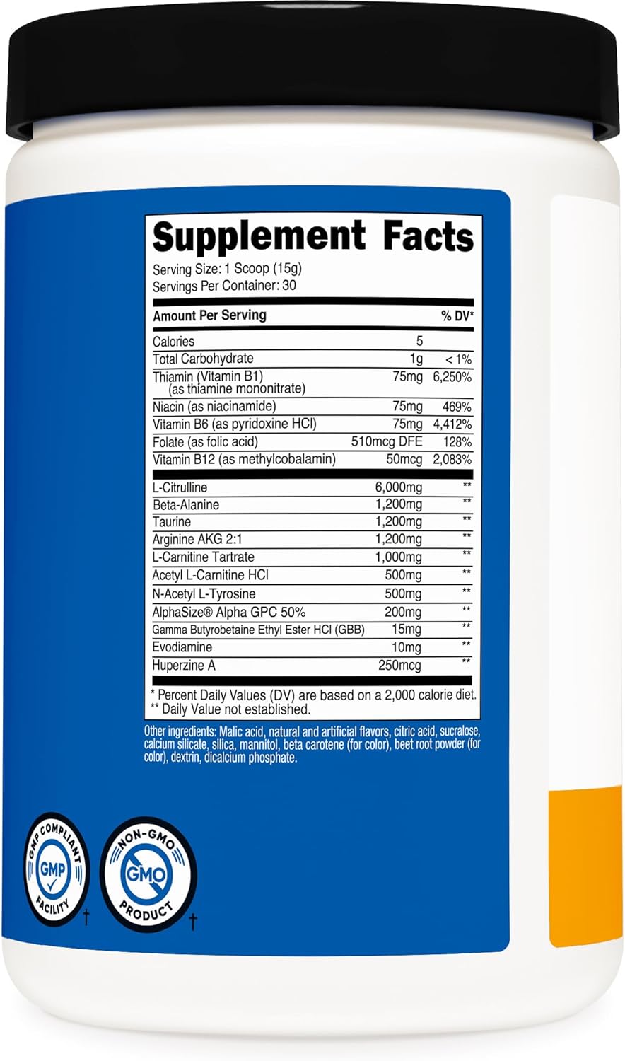 Nutricost Stim-Free Pre-Workout, 30 Servings (Peach Mango) - Caffeine Free, Stimulant Free, Non-GMO, Gluten Free