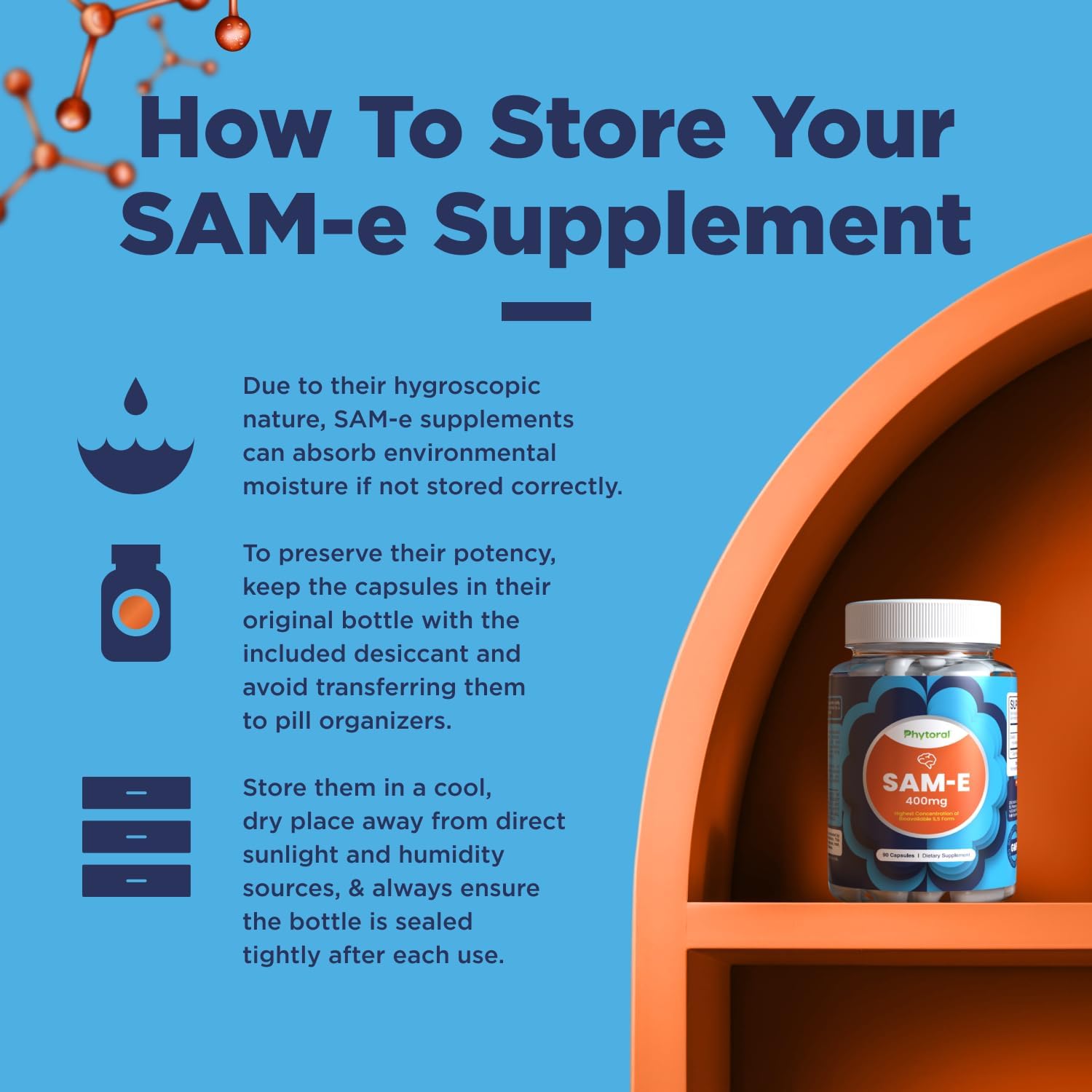 Pure SAM E Supplement 400mg - Nootropic SAM E 400mg Per Serving for Memory & Brain Support, Joint & Liver Health - Natural S-adenosylmethionine for Mood Balance - 90 Capsules