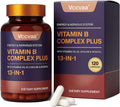 13-in-1 Vitamin B Complex Plus with Biotin, Inositol, Folate, B12, C, D3, K2 – Energy, Nerve & Immune Support for Men & Women – Vegan, Non-GMO, 120 Capsules