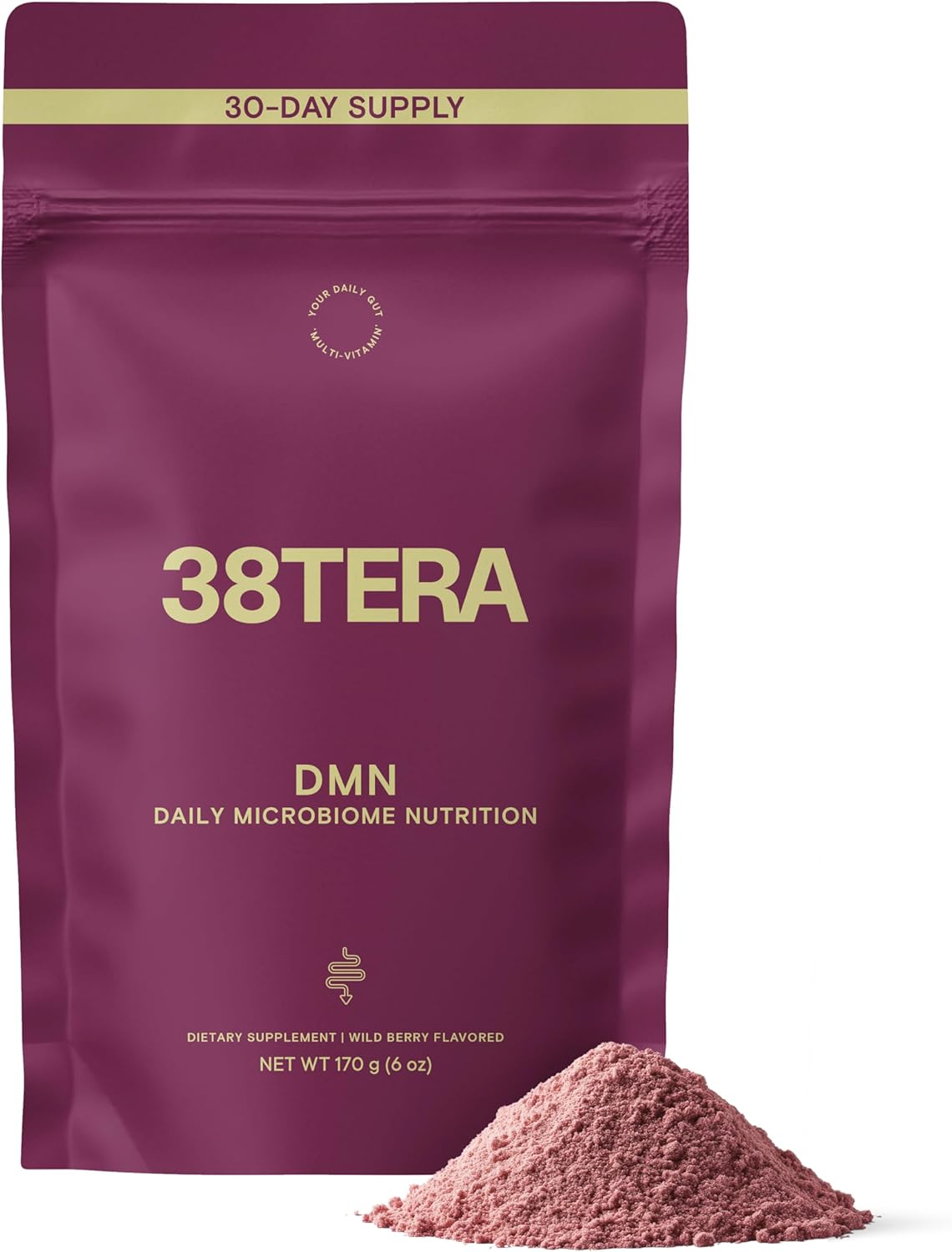DMN (Daily Microbiome Nutrition), 6 Oz, Plant-Based Fiber Powder with 3 Different Prebiotics, Helps Digestive & Gut Health, Low FODMAP Supplement, Vegan, Wild Berry Flavor, 30 Servings