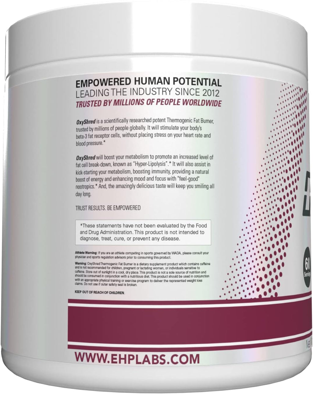 EHP Labs OxyShred Pre Workout Powder & Shredding Supplement - Preworkout Powder with L Glutamine & Acetyl L Carnitine, Energy Boost Drink - Passionfruit, 60 Servings