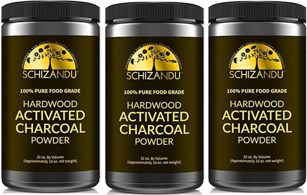 Activated Hardwood Charcoal Powder by Schizandu Vegan 100% | Supports Skin, Body, Teeth Whitening 3-Packs