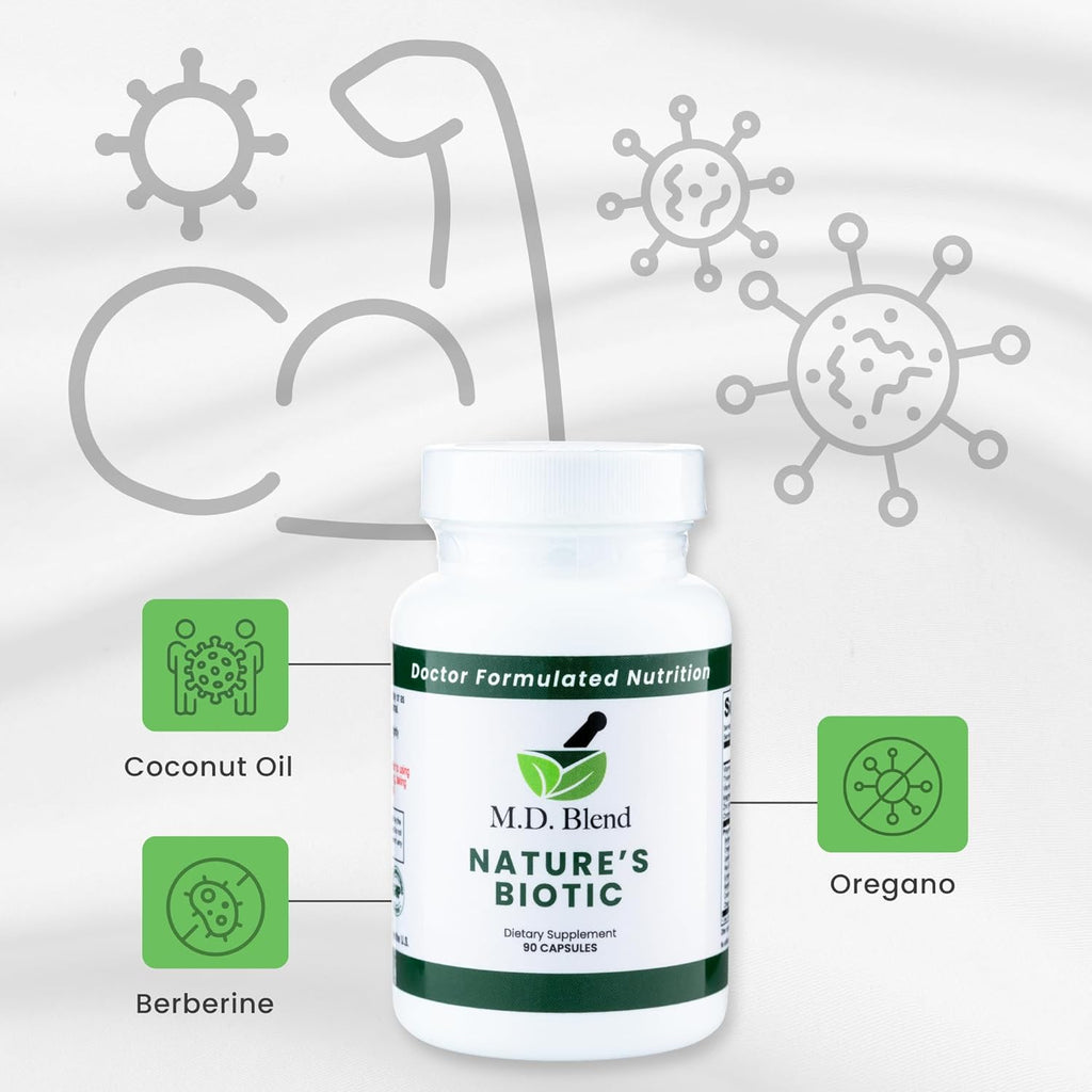 Nature’s Biotic - Expert Formulated Supplement - Immune Functions & System Wellness - Key Vitamins & Minerals - Powerful Berberine, Oregano, Garlic, Magnesium, Zinc - 90 Capsules