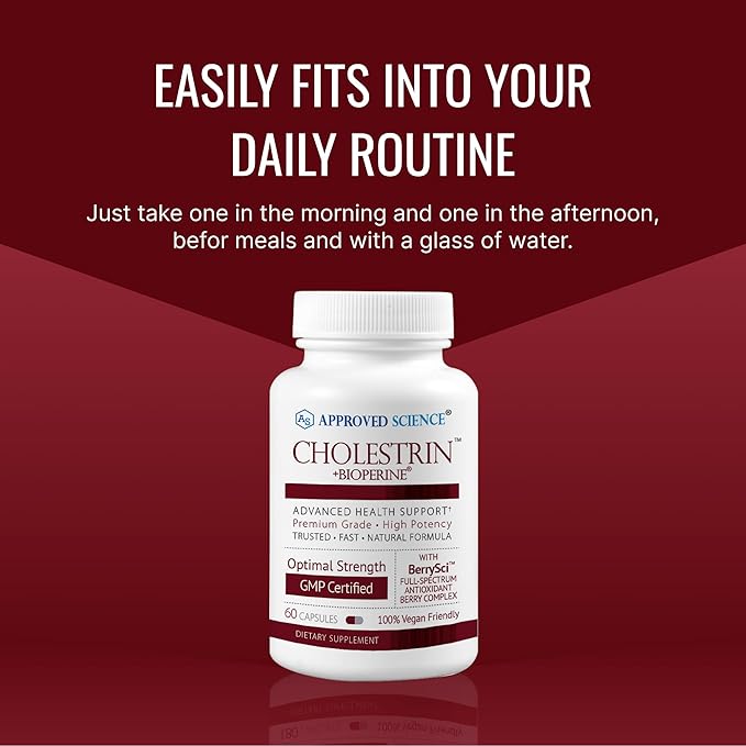 Approved Science Cholestrin - Lipid Level Support - Antioxidants, Lecithin, Berberine HCL, Berries, BioPerine - 60 Capsules - Pack of 3