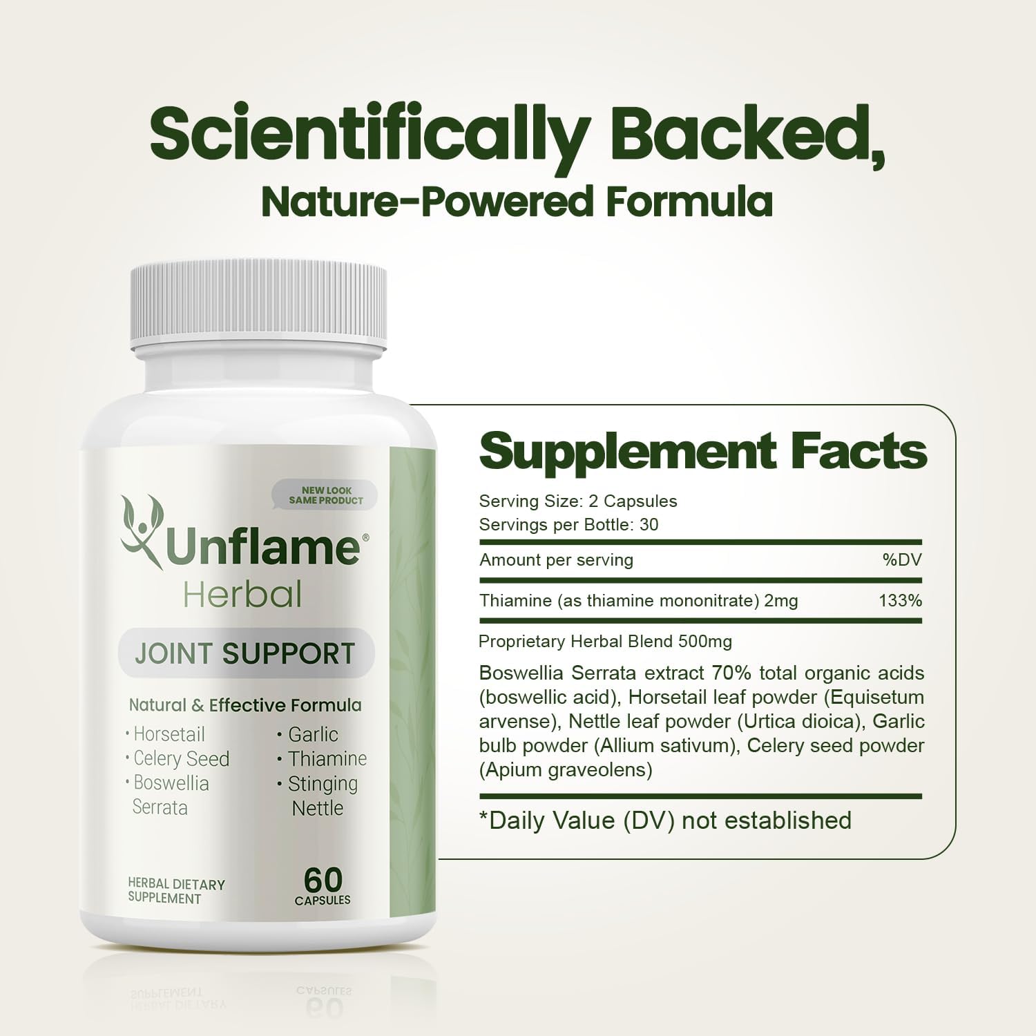 Herbal Supplement – Botanical Support for Joints, Back, and Muscles – 60 Capsules – Natural Herbal Blend – Dietary Supplement