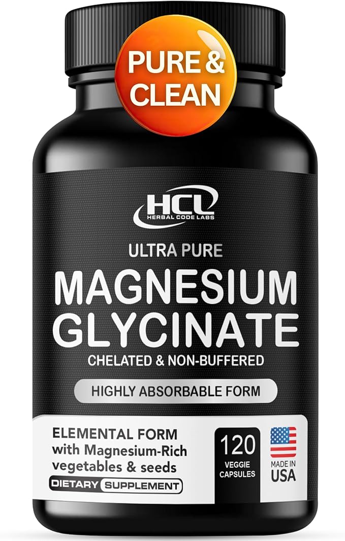 Pure Magnesium Glycinate Capsules - Non-Buffered 350mg Elemental Magnesium Supplement - Chelated High Absorption & Purity Magnesium Complex - Made in USA