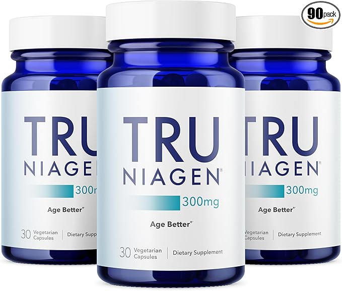 TRU NIAGEN Patented NAD Supplement for Brain Function, Anti Aging & Cell Regeneration, 300mg Niagen, 30 Servings | Supports Cellular Energy, Muscle | Nicotinamide Riboside (NR) Take 1 Daily | 3 Bottle