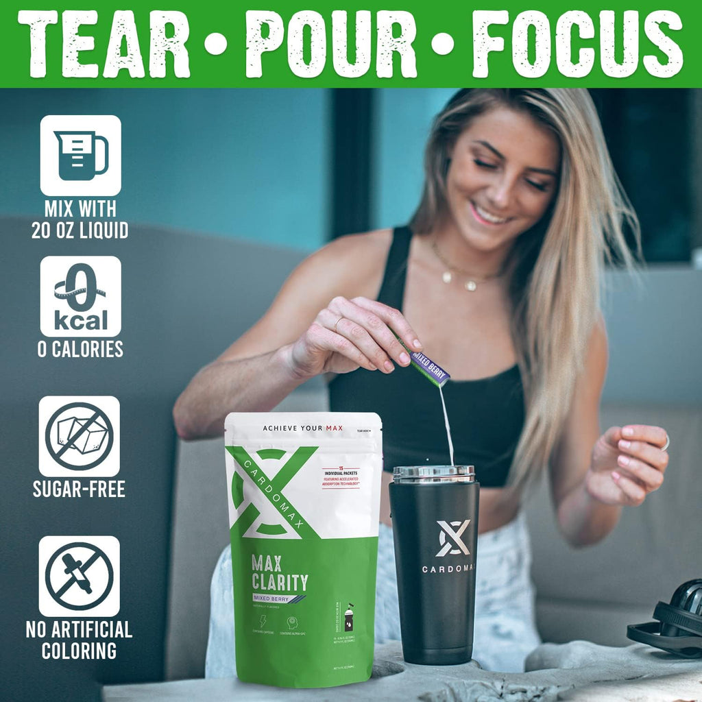Max Clarity Nootropics Brain Support Supplement w/Liquid Caffeine, Alpha GPC, L-Theanine, Brain Booster for Memory & Focus, Liquid Nootropic Brain Supplement for Mental Clarity, 15 Sticks