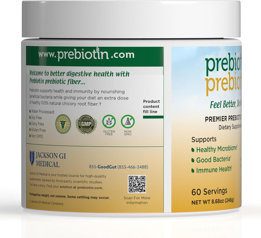 Prebiotin Prebiotic Fiber Supplement Powder – 8.68 oz – Supports Digestive Health & Weight Management – High Fiber, Boosts Probiotics, Reduces Hunger – All-Natural, Gluten-Free