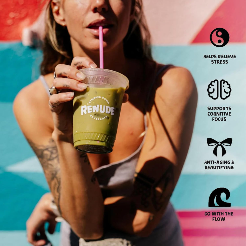 Renude Chaga Matcha - Chaga Mushroom Powder, Superfood Drink Mix with Adaptogens, Ceremonial Grade Mushroom Matcha, Keto, Vegan, Sugar Free, Natural Energy and Immune Support - 15 Servings