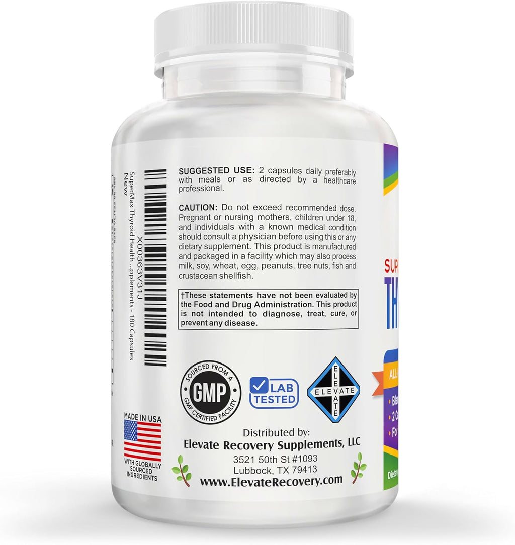 3-Month Thyroid Support Supplement (All-in-1) Formula with 14 Active Ingredients - Natural Thyroid Supplements - Thyroid Health Complex - Thyroid Support for Women & Men | 90-Day Supply | 180 Capsules