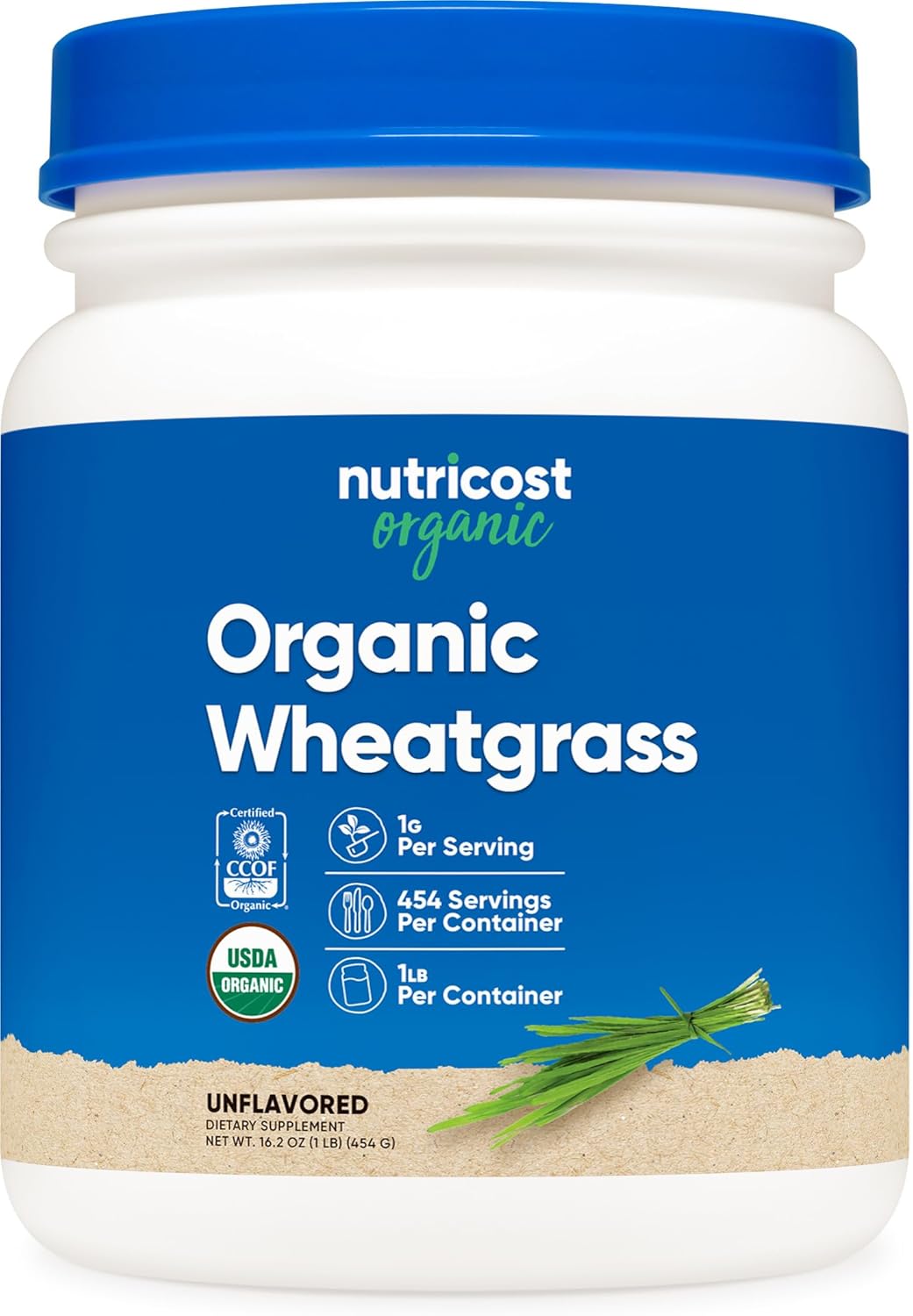 Nutricost Organic Wheatgrass Powder 1 LB - Non-GMO Superfood