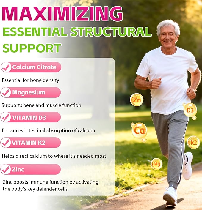 Calcium Citrate Gummies 1200mg with Vitamin D3 & K2 Supplements for Women & Men, High Absorption Calcium Gummies Plus Magnesium, Zinc for Strong Bones & Immune Support Mixed Berry Flavor, 2 Pack