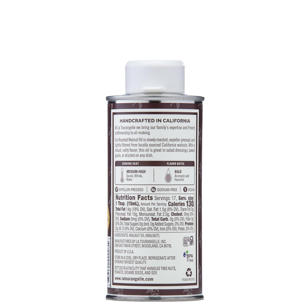 La Tourangelle, Roasted Walnut Oil, Plant-Based Source of Omega-3 Fatty Acid, Cooking, Baking, & Beauty, 8.45 fl oz