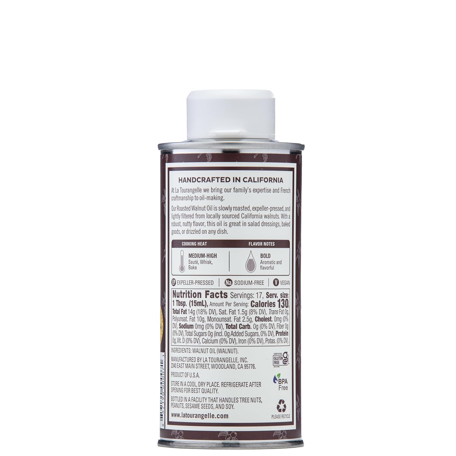 La Tourangelle, Roasted Walnut Oil, Plant-Based Source of Omega-3 Fatty Acid, Cooking, Baking, & Beauty, 8.45 fl oz