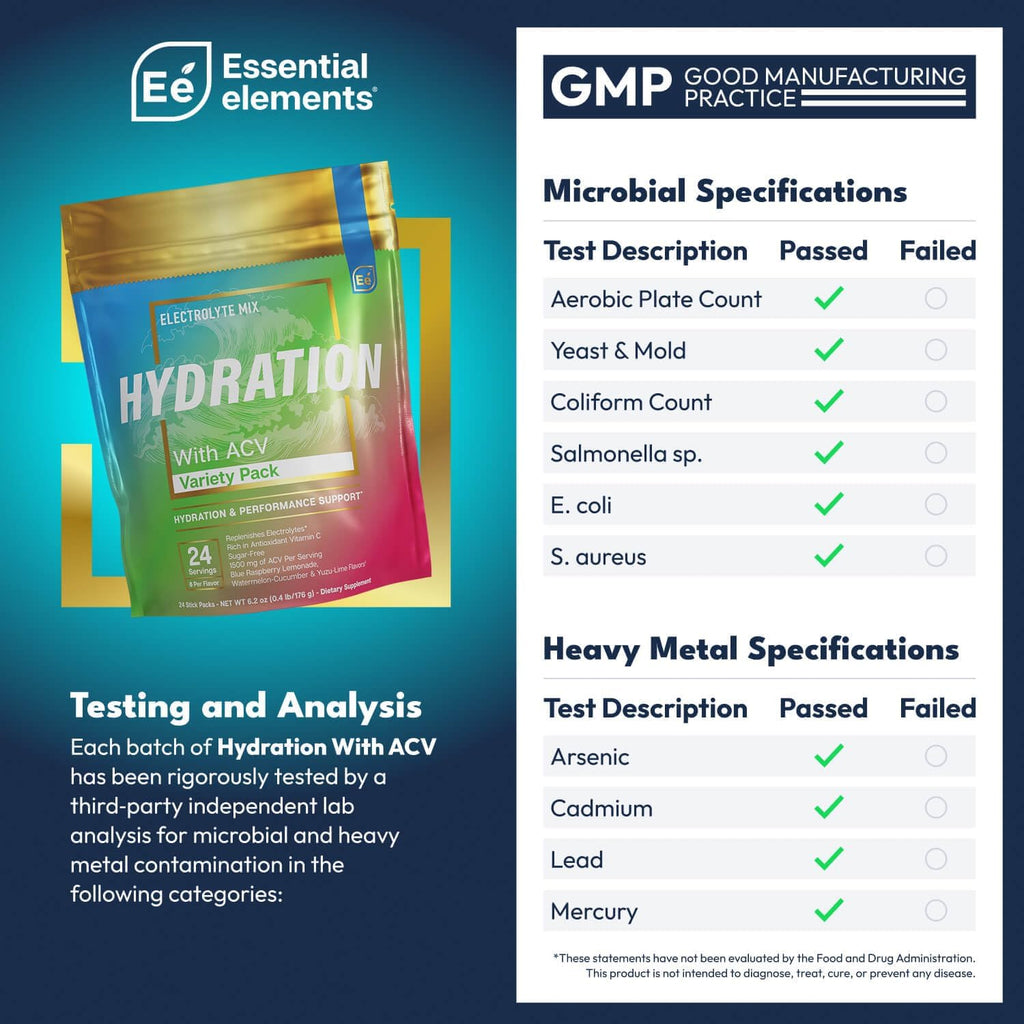 Essential Elements Hydration Packets - Electrolytes Powder Packets Sugar Free - 24 Stick Packs of Electrolytes Powder No Sugar - Electrolyte Water Drink Mix with ACV & Vitamin C - Variety Pack