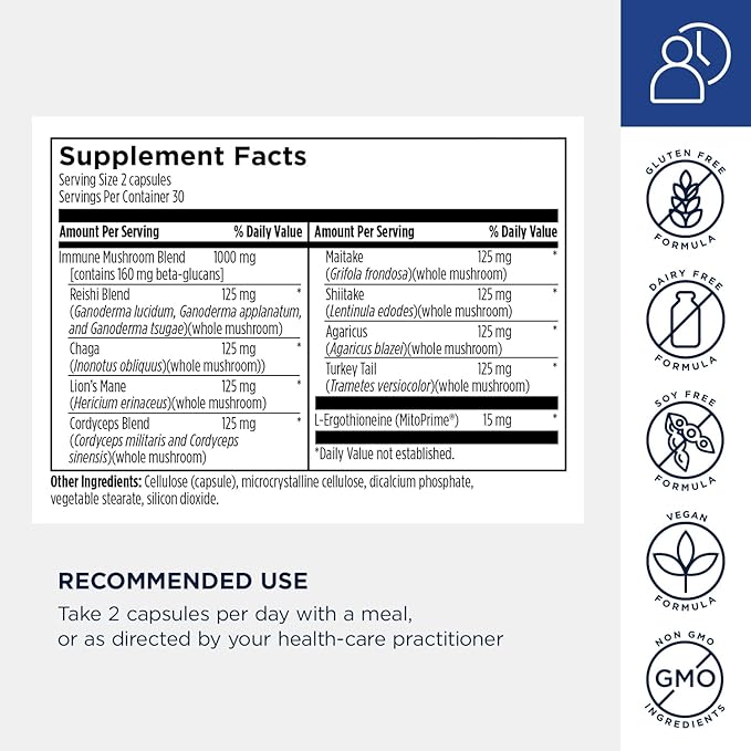 Designs for Health MycoSupreme Mushroom Supplement - Nootropic Immune Support Supplement with Lion’s Mane, Reishi, Cordyceps, Turkey Tail, & Chaga Mushroom Complex - Vegan, Gluten Free (60 Capsules)