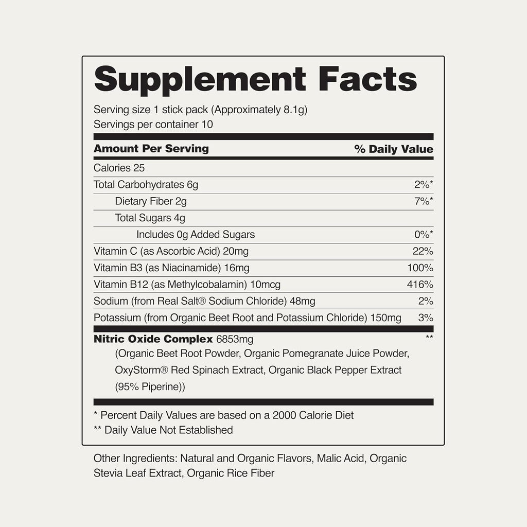 Snap Supplements USDA Organic Beet Root Powder, 3-in-1 Nitric Oxide Supplement, Support Healthy Blood Pressure and Blood Circulation, 250g (10 Stick Packs, Original Berry)