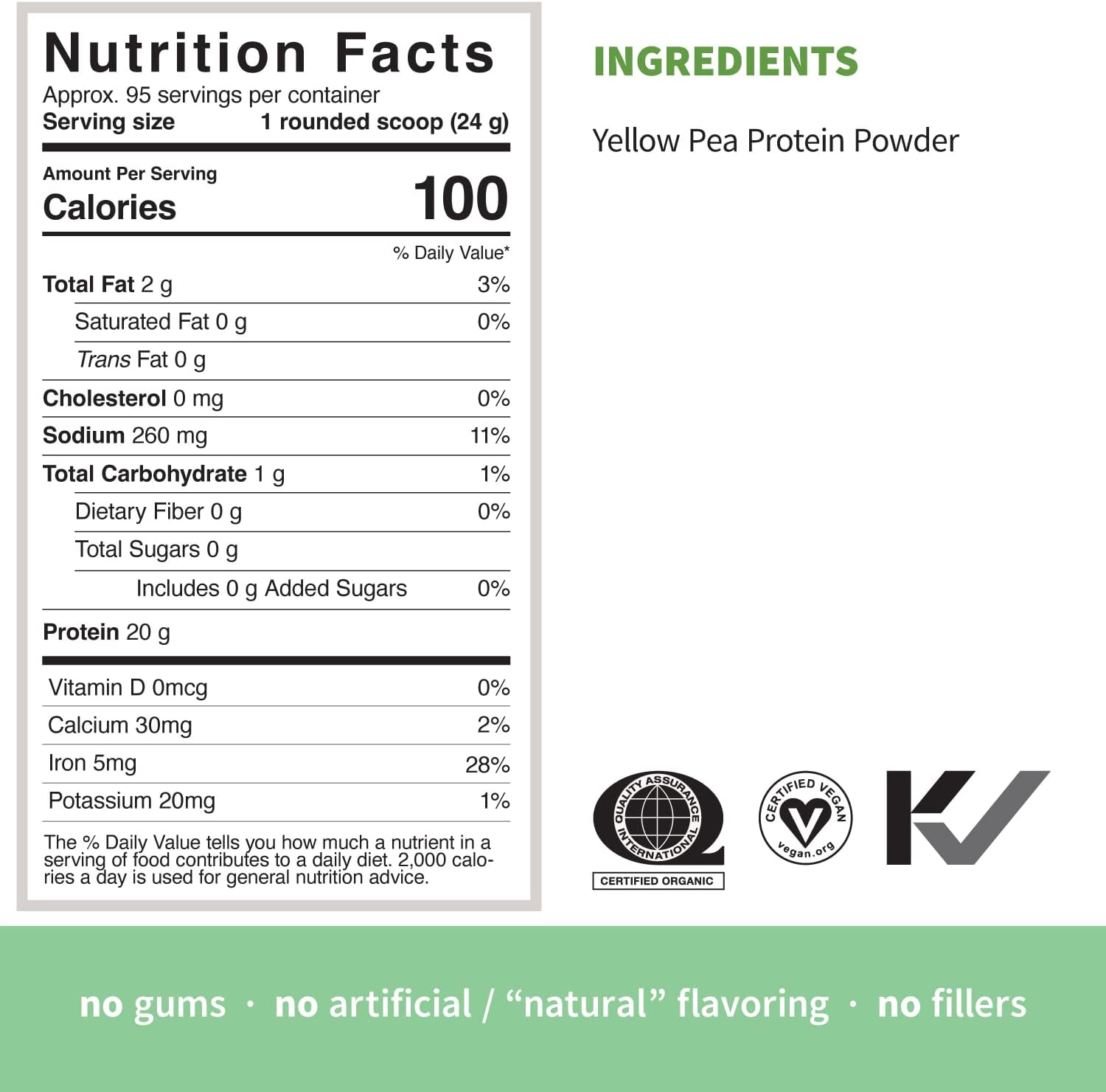 Sprout Living Organic Pea Protein Powder, Unflavored, 20 Grams of Plant Based Organic Protein Powder Without Artificial Sweeteners, Non Dairy, Non-GMO, Vegan, Gluten Free (5 Pound, 95 Servings)