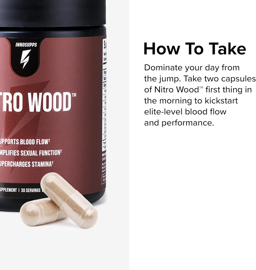 InnoSupps Nitro Wood - Supports Healthy Blood Flow | Nitric Oxide Supplement | Natural Immune Support | (60 Vegetarian Capsules)