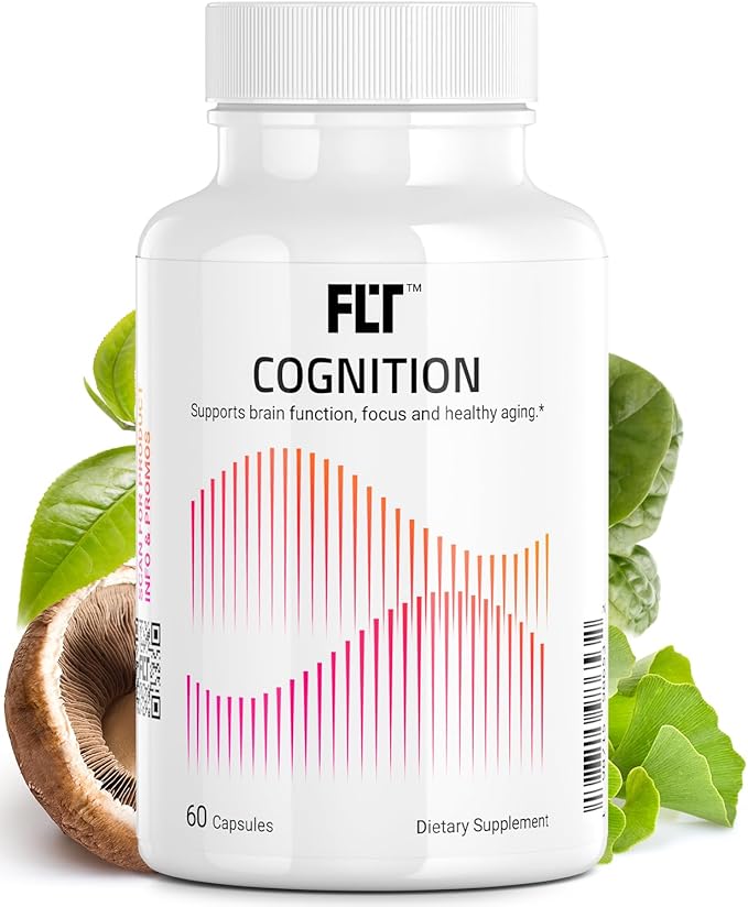 FLT Cognition Supplement – Focus, Improved Memory Recall & Clarity Nootropic with Ergothioneine, L-Theanine, Gingko Biloba, Lutein & Green Coffee Bean Extract – 60 Capsules | Vegan