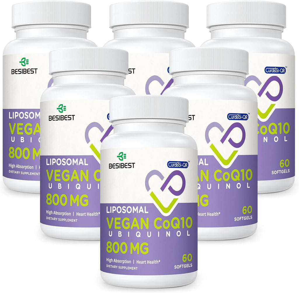 Liposomal Ubiquinol CoQ10 800 MG Softgel, High Absorption CoQ10 Ubiquinol Supplement, Active Coenzyme Q10 800mg, Powerful Antioxidant for Heart & Brain Function, Energy Production, 360 Vegan Softgels