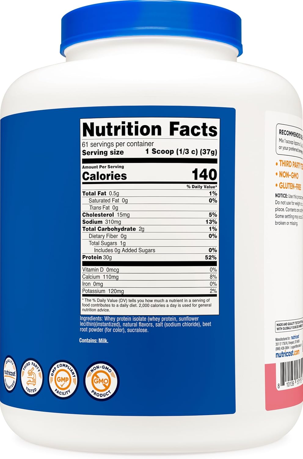 Nutricost Whey Protein Isolate (Strawberry Milkshake) 5LBS