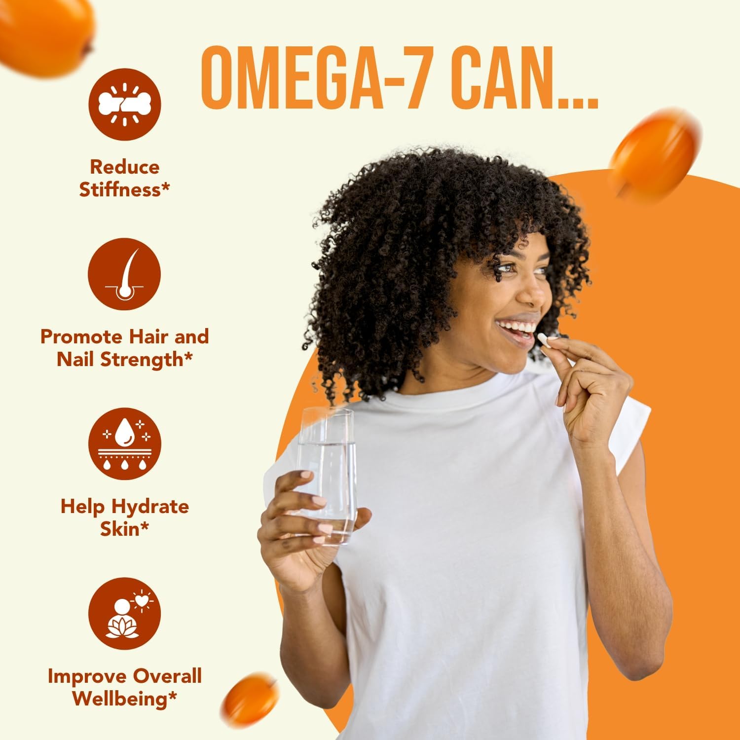 Pure Omega 7 Fatty Acids 200 Capsules 900mg Natural Sea Buckthorn Oil, NON-GMO USA Made