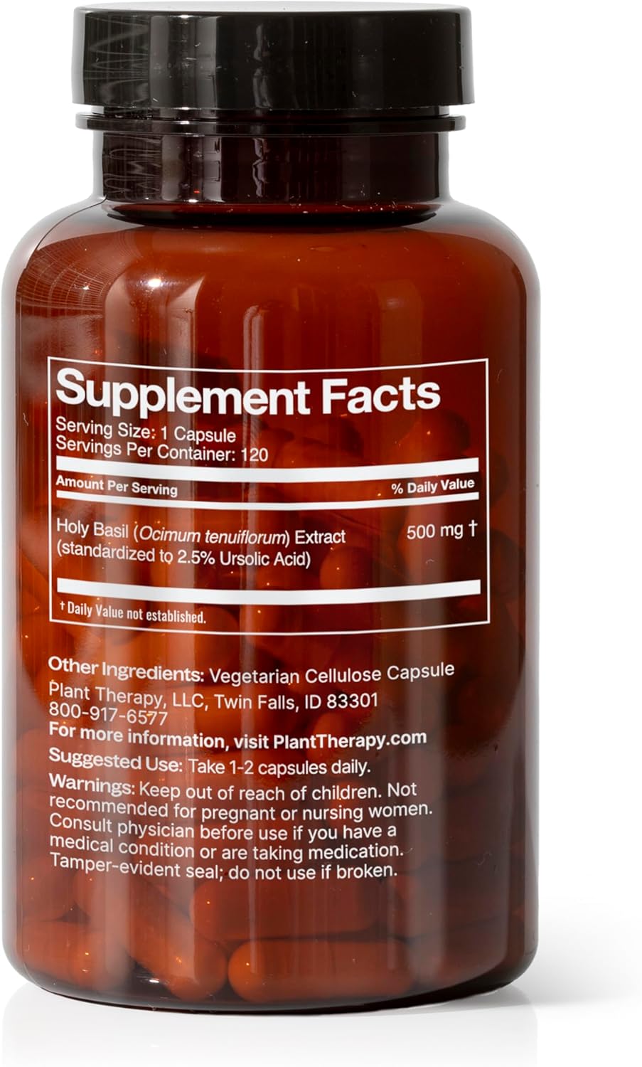 Plant Therapy Holy Basil Capsules Manufactured in USA 4 Month Supply Supports Emotional Stability, Positive Mood, Combats Fatigue & Mental Tension Supplements for Women & Men 120 Vegetarian Capsule