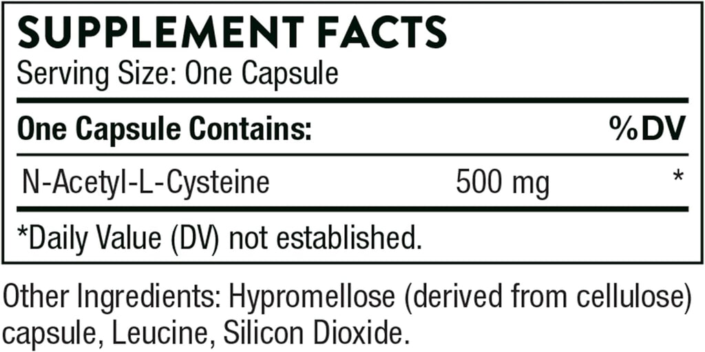 THORNE - NAC - N-Acetylcysteine - 500mg - Supports Respiratory Health and Immune Function*; Promotes Liver and Kidney Detox - 90 Capsules