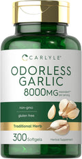 Carlyle Odorless Garlic Softgels 8000 mg | 300 Count | High Potency Formula | Non-GMO and Soy Free