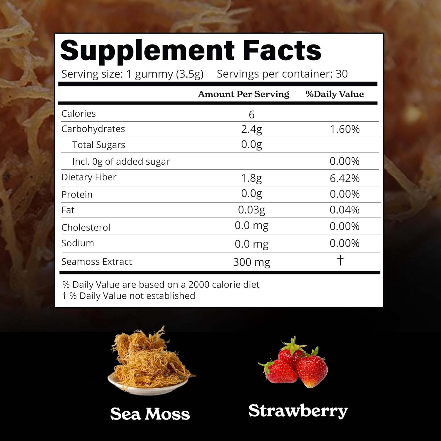 Irish Sea Moss Gummies | Strawberry Flavor | Lab-Tested for Purity | Supports Immune Health & Energy | 1-Month Pack