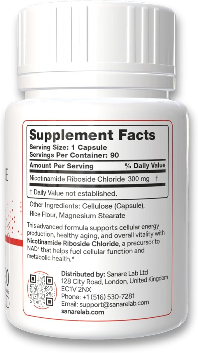 NAD+ Supplement with Nicotinamide Riboside (NR) 300 mg | Cellular Energy & Metabolism Support | 90 Capsules