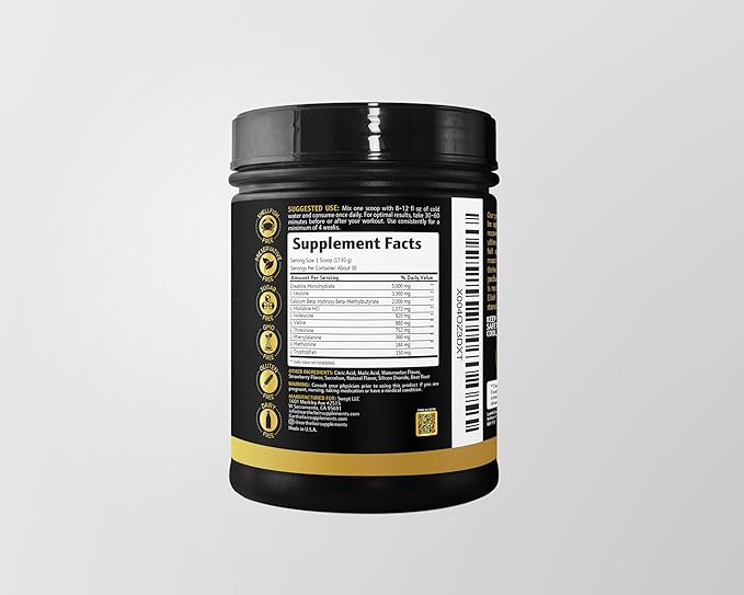 Creatine HMB Supplements for Men and Women w/Essential Amino Acids | EAA & BCAA Powder Mix | Creatine Monohydrate Powder and HMB | EAAS & BCAAS | Made in USA & 3rd Party Tested