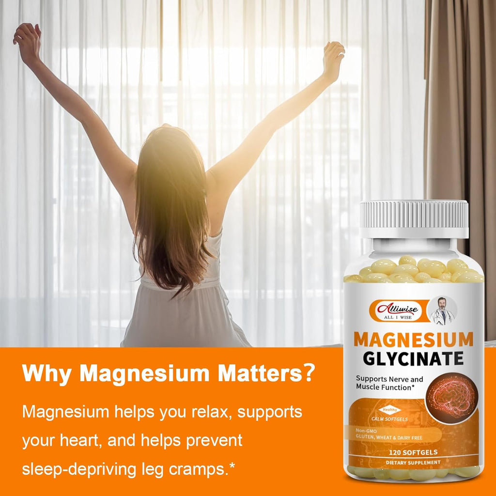 2pack Magnesium Supplement Softgels, Easy Absorption Magnesium Glycinate 400mg with Vitamin B6,D3, High Bioavailability Magnesium for Sleep & Calm Support, Nervous, Muscle & Bone Health,240count