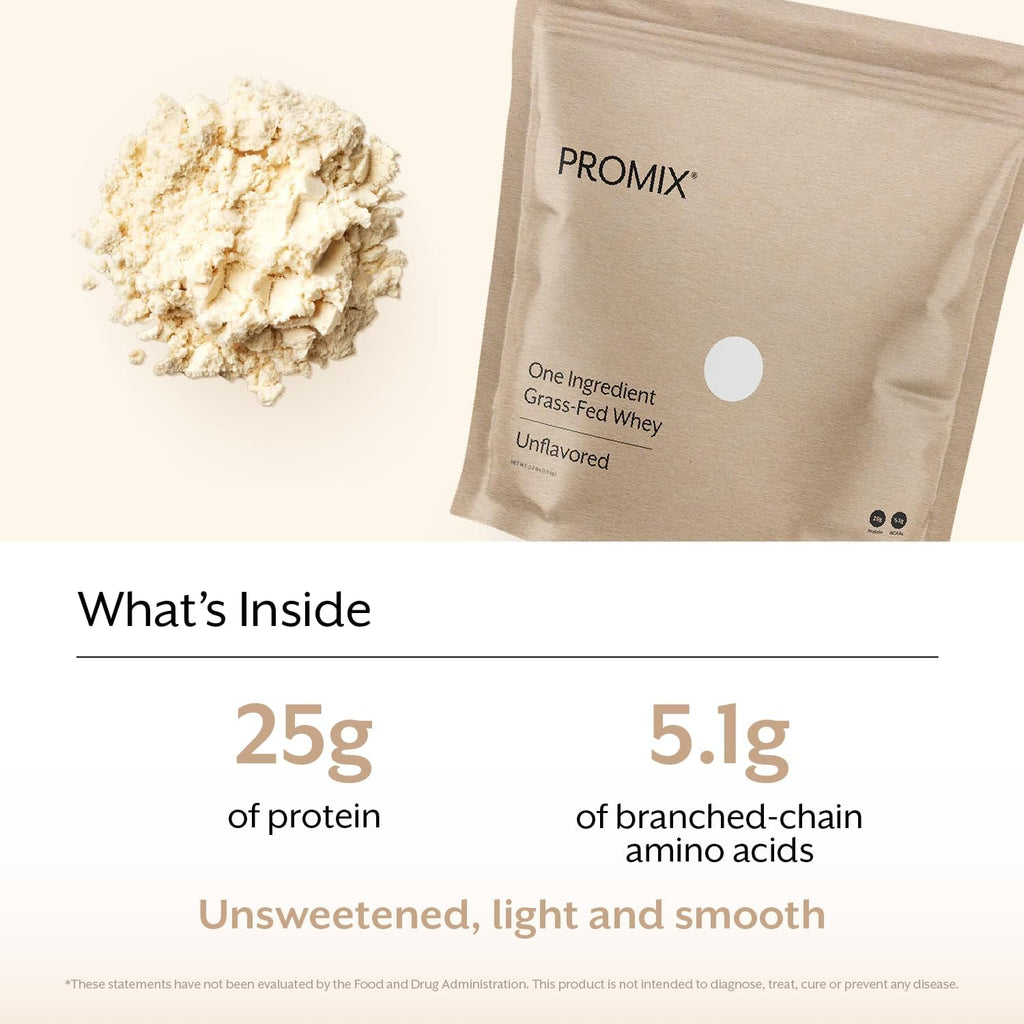 ProMix Nutrition One Ingredient Whey Protein Powder, 25g Protein per Serving, Sugar Free, Soy Free, Unflavored - 32 Servings
