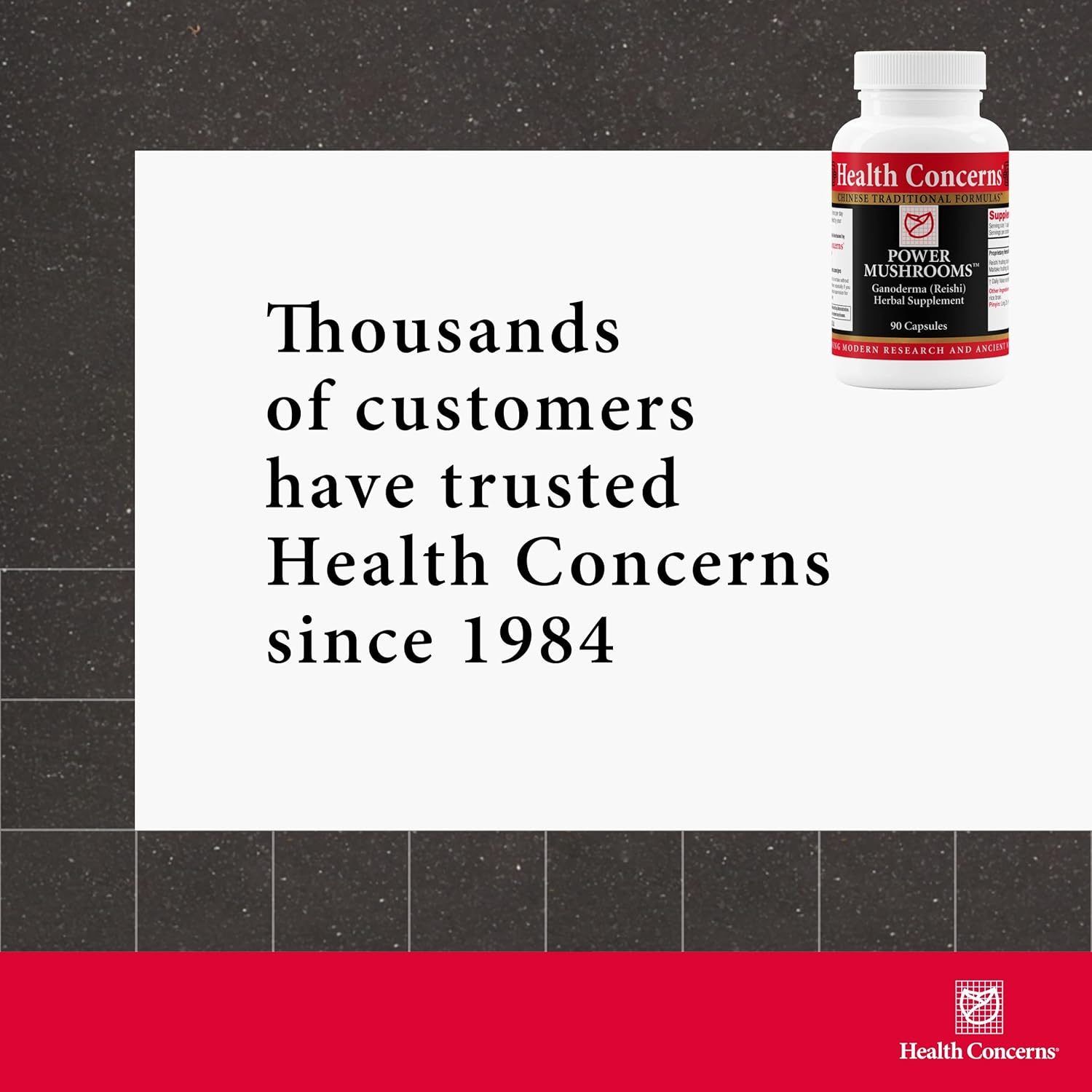 Health Concerns Power Mushrooms – Immune System & Natural Energy Support – Adaptogenic Mushroom Supplement with Reishi, Tremella, Maitake, Poria – Traditional Chinese Herbal Supplement - 90 Capsules