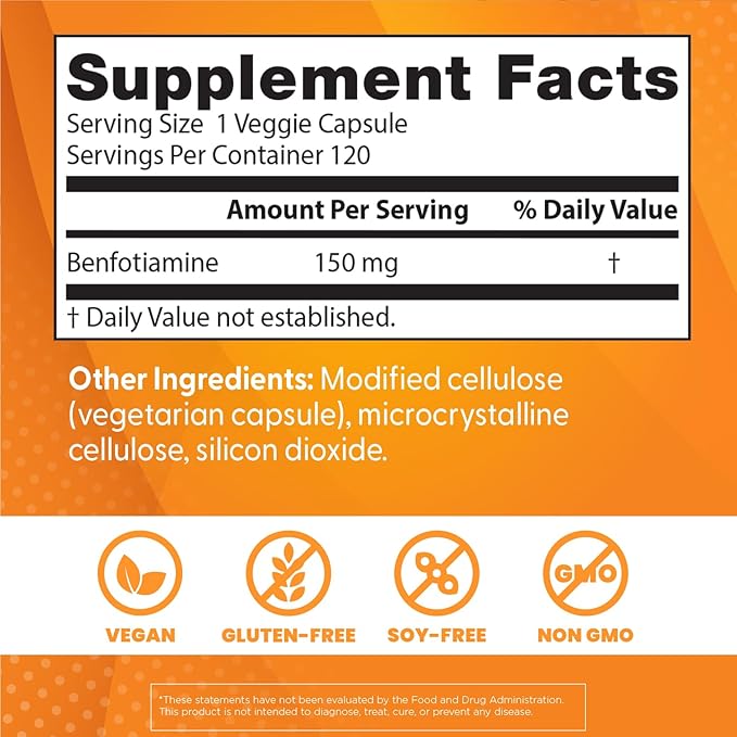 Doctors BEST Benfotiamine 150, Supports Glycemic Balance & Metabolic Response, Non-GMO, Gluten Free, Soy Free, Vegan 120 Veggie Caps