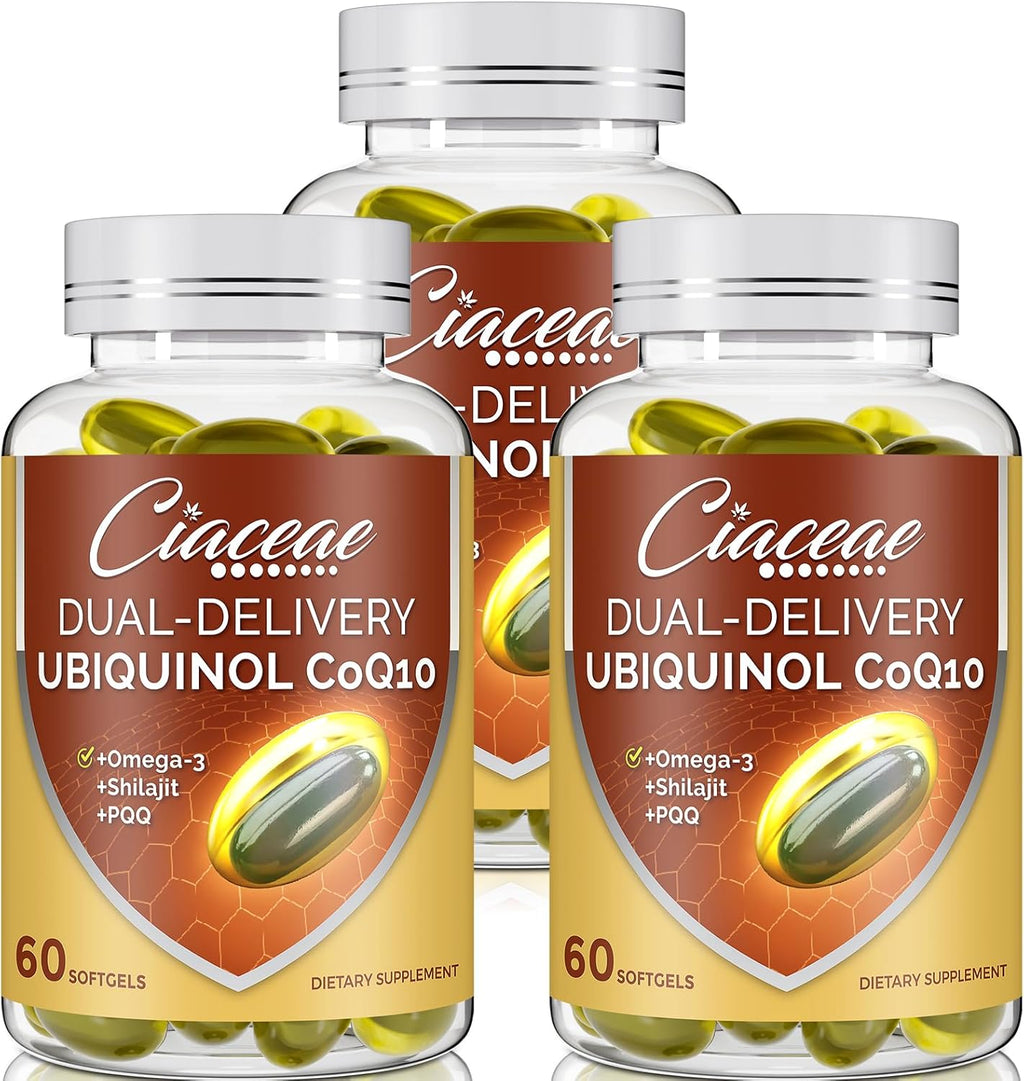 Ubiquinol CoQ10 600 MG Softgels with Omega-3 & Shilajit & PQQ, Advanced Dual-Delivery Coenzyme-Q10, Active CoQ10 Ubiquinol Supplement for Fertility, Antioxidant, Heart, Brain & Energy, 180 Servings